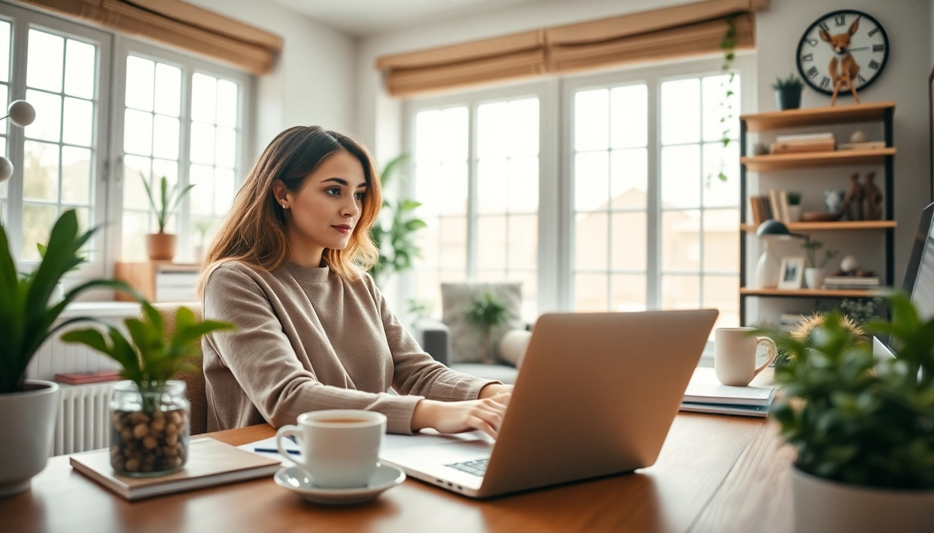 Engaging lifestyle scene highlighting a UK Lifestyle Blog in a cozy home office atmosphere.