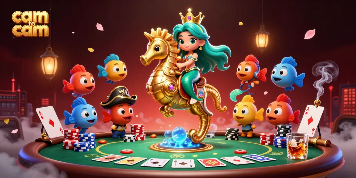 Experience engaging cam to cam chats amidst a vibrant casino-themed scene.