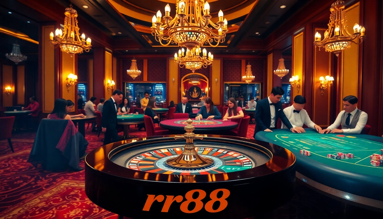 Experience the excitement of rr88 with high-stakes poker and roulette in a luxurious casino setting.