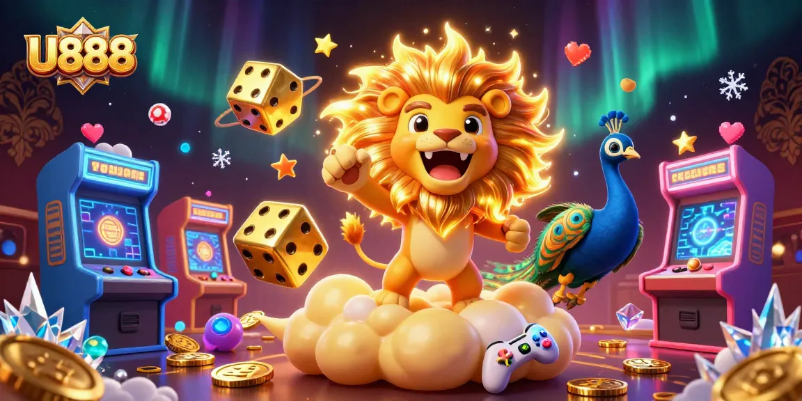 U888 showcases a vibrant 3D casino scene with engaging gameplay elements and colorful characters.