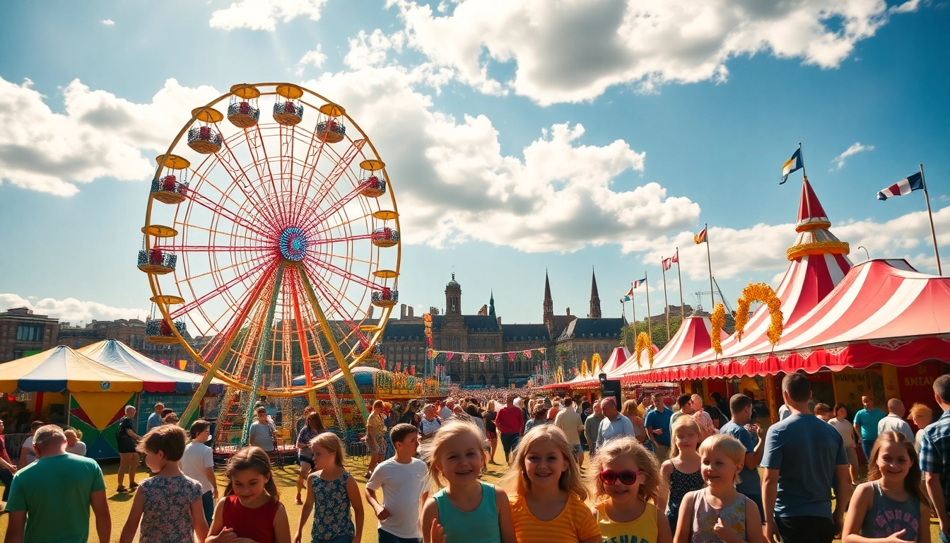 Experience funfair rides hire newcastle with vibrant attractions and happy visitors in a lively atmosphere.