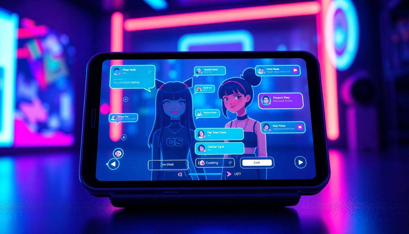 Engaging interactive digital scene showcasing nsfw character ai chat features and vibrant colors.