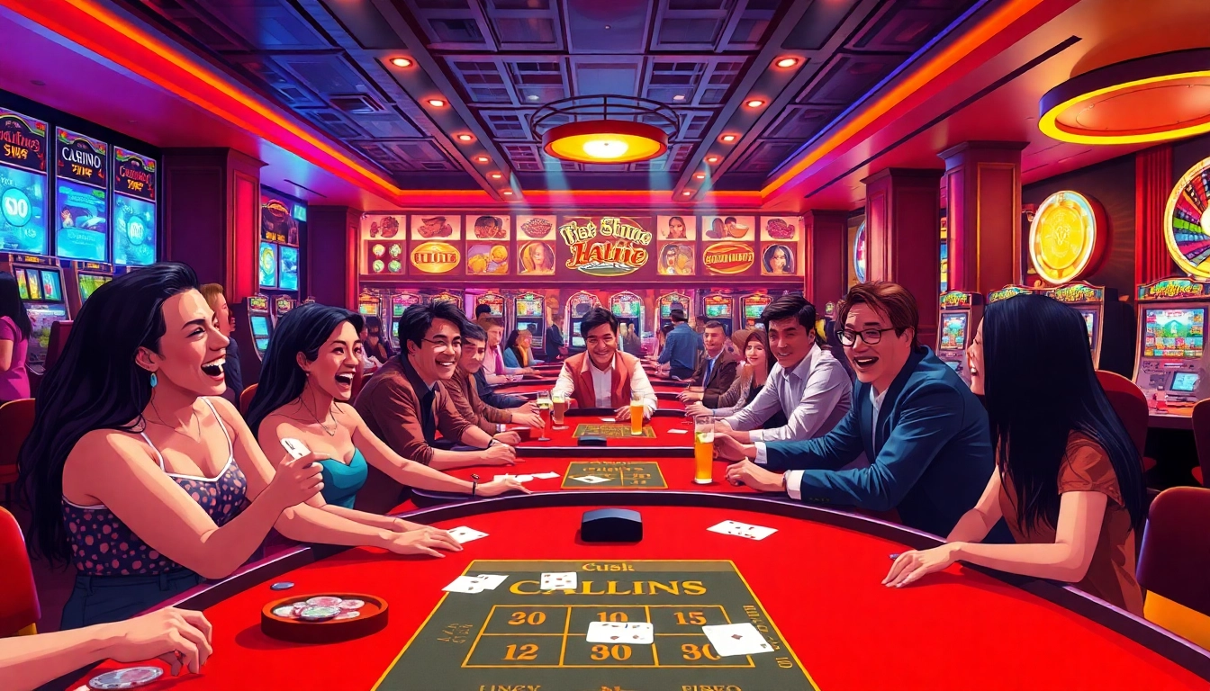 Exciting Non gamstop Casino Uk scene showcasing vibrant gaming action and a luxurious atmosphere.
