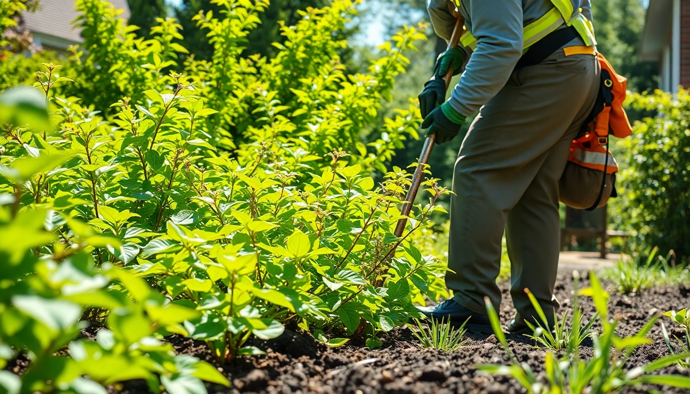 Japanese Knotweed Removal showcased by a technician ensuring a clean garden.