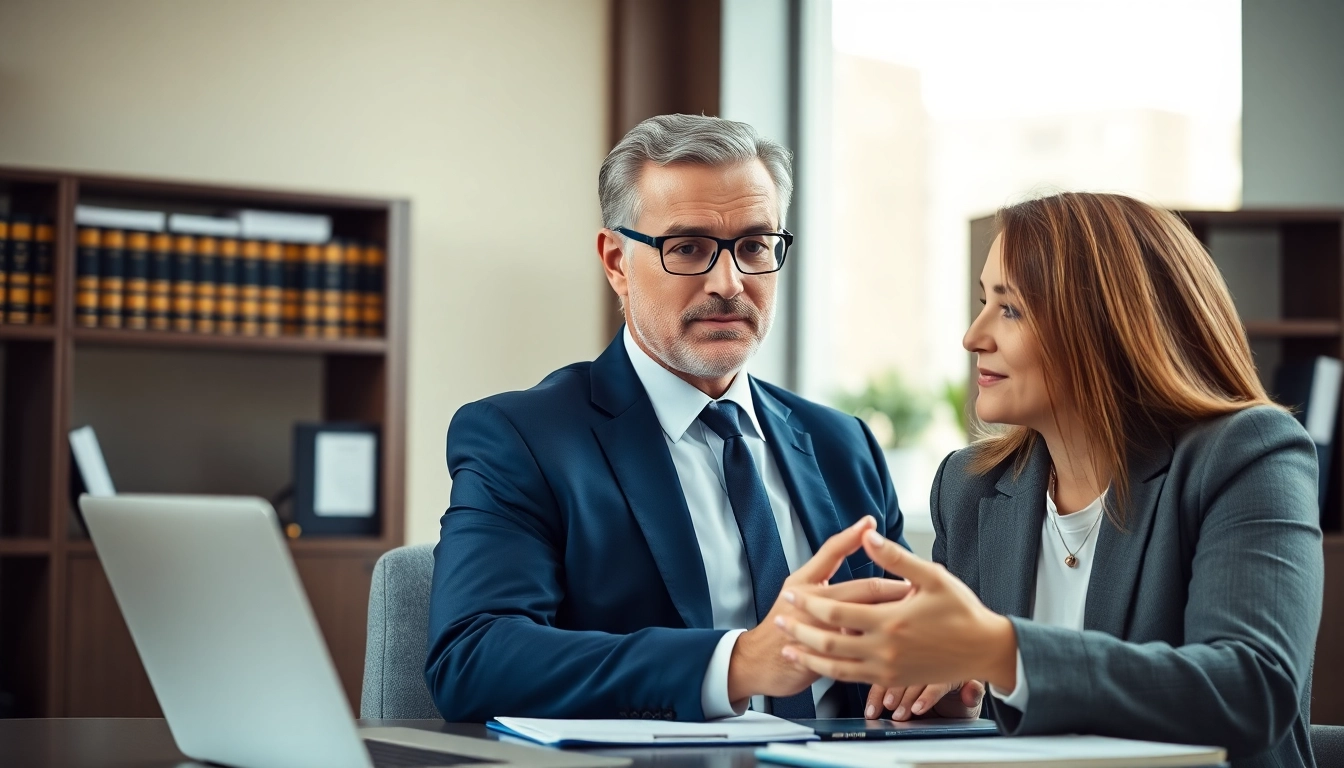 Engaging Alexandria Personal Injury Lawyer advising a client in a professional office.