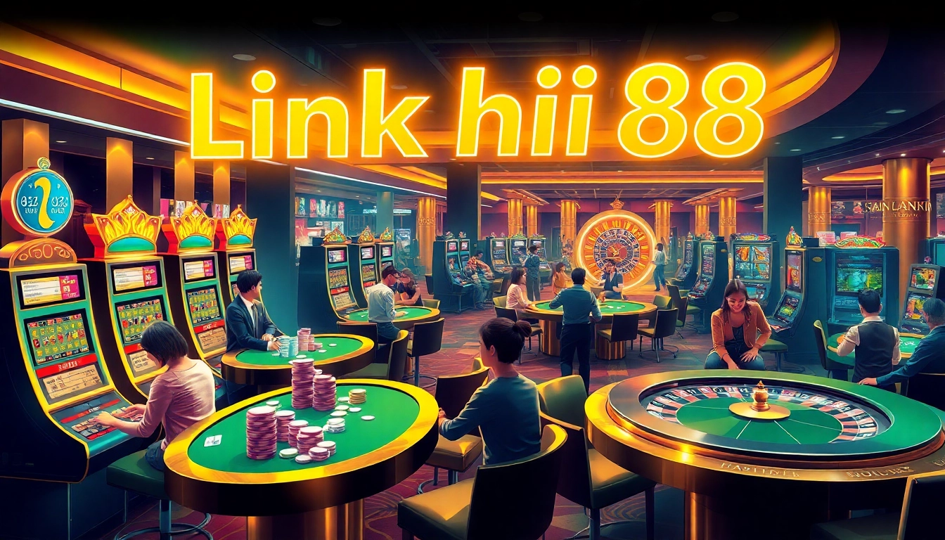 Experience thrilling moments at the casino with Link hi88, featuring lively slot machines and vibrant gaming tables.