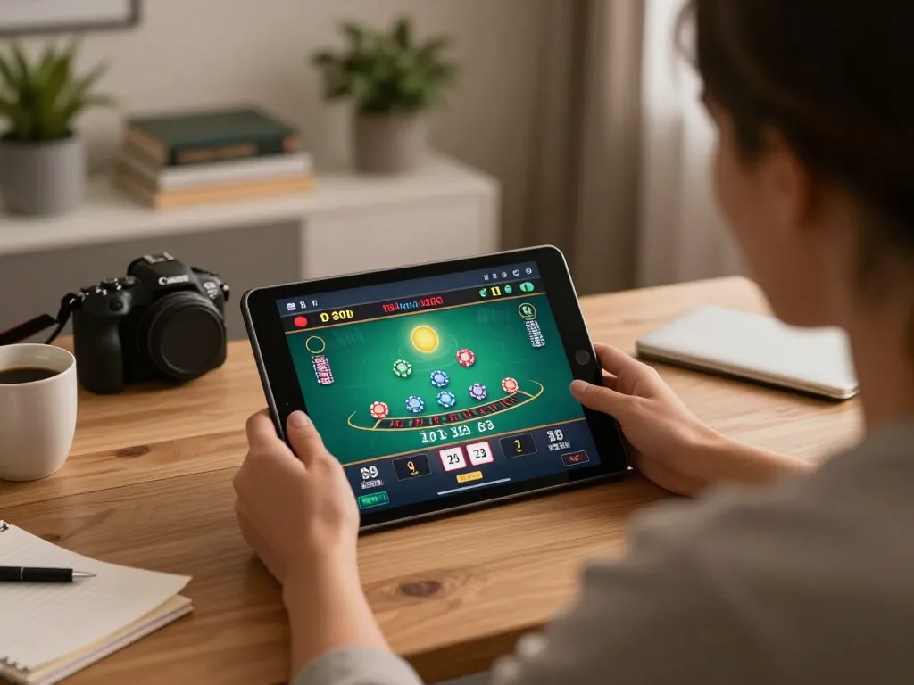 tv88 player enjoying online blackjack with live dealer in a cozy home setting