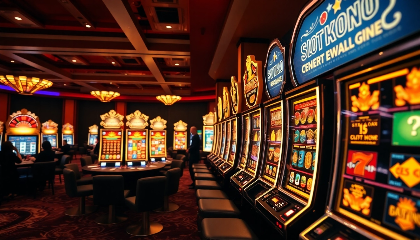 Engaging gamblers at luxurious slot depo 5k machines in a vibrant casino setting.