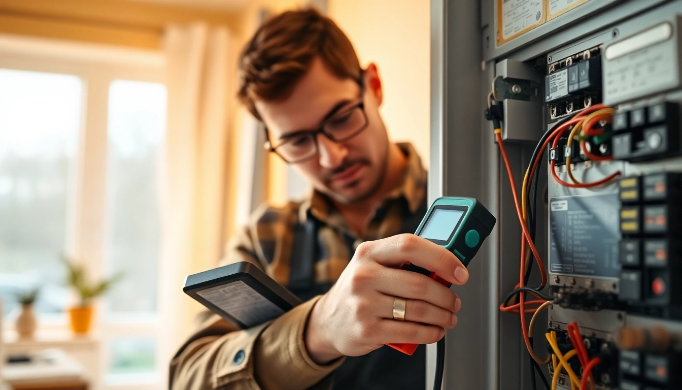 Electricians in Vancouver repairing a residential electrical panel with focus and expertise.