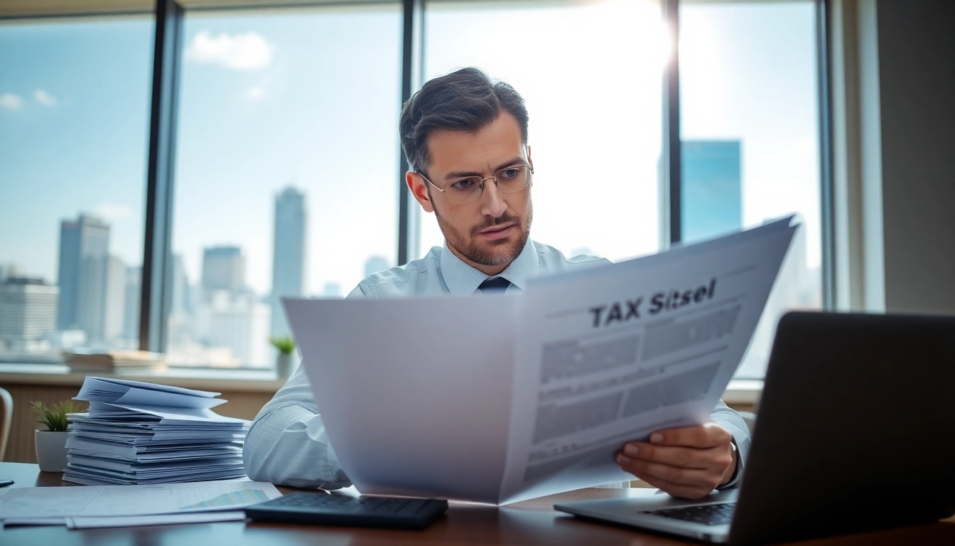 Accountant reviewing tax documents, showcasing the importance of tax management.
