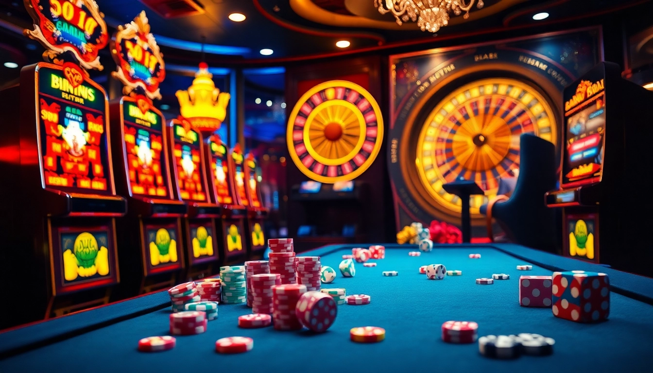 Experience the thrill of Slot Gacor Hari ini with vibrant slot machines and colorful poker chips.