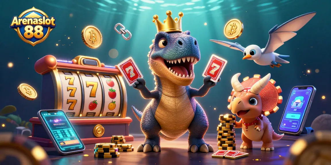 Gambarkan keberuntungan dengan Arenaslot 88 dalam permainan slot yang penuh warna dan aktivitas.