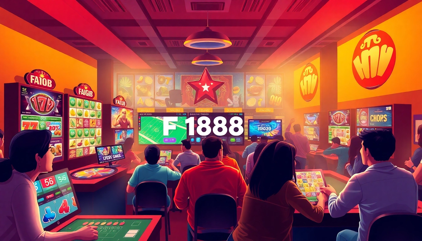 Exciting online gaming atmosphere featuring F168's diverse gambling options and engaging users.