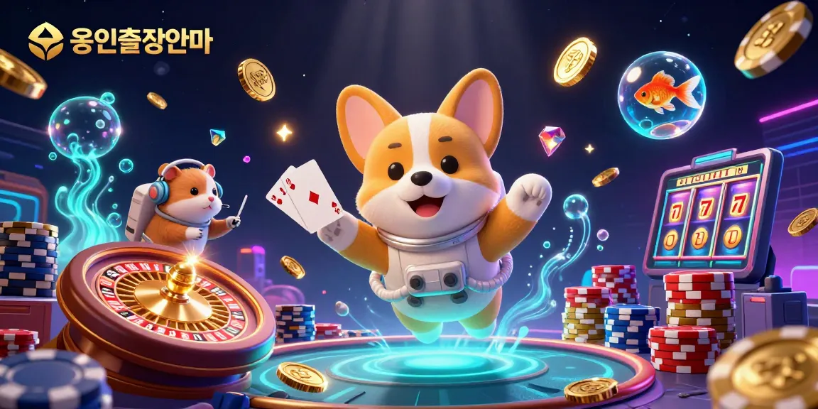 Experience the excitement of 용인출장안마 with a floating casino scene filled with characters and gaming elements.