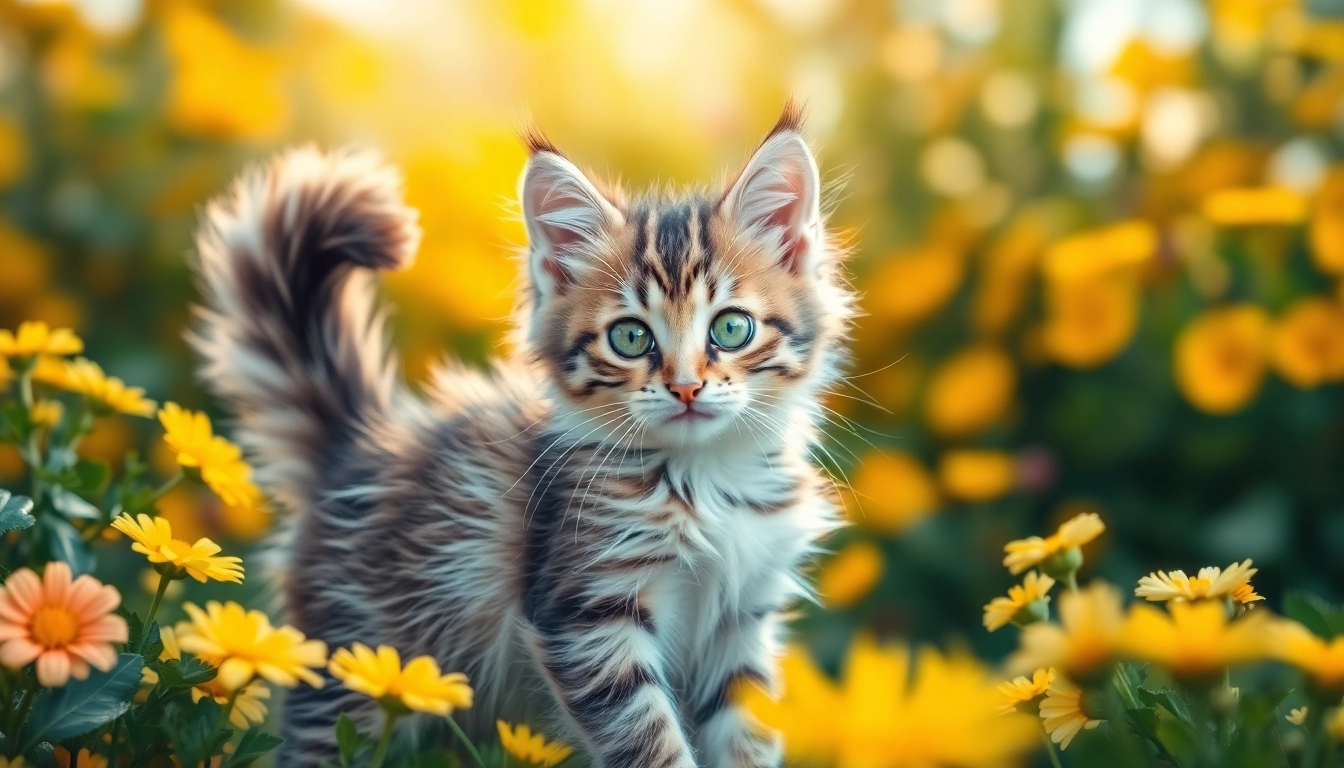 Maine Coon kittens for sale Sacramento in a sunny garden, showcasing playful and fluffy features.