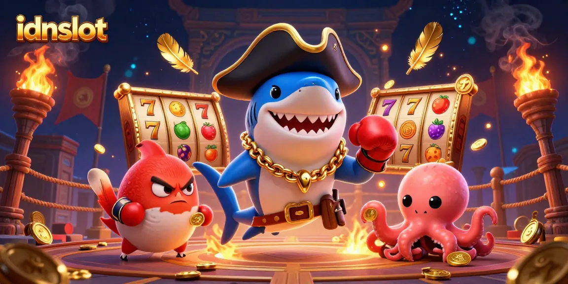 Engage with idnslot as the pirate shark, pufferfish, and octopus explore vibrant slots and jackpots.