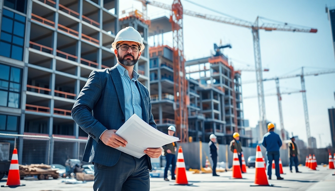 Showcase of a New Jersey Commercial General Contractor overseeing a construction site with professionals.