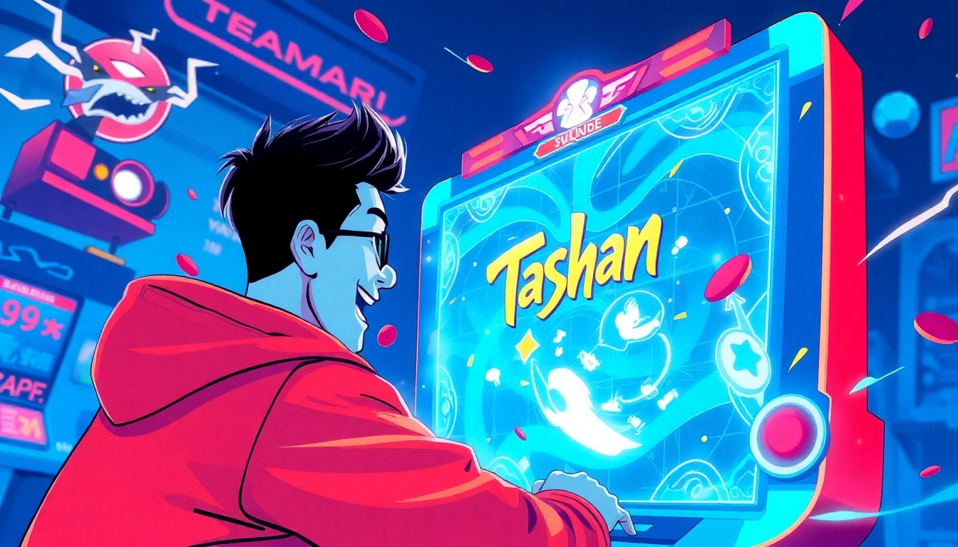 Experience the thrill of the Tashan game as a player enjoys exciting gameplay in a vibrant environment.