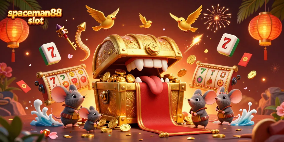 Engage with spaceman88 slot as cartoon treasure chests lure adventurer mice in a rich casino scene.