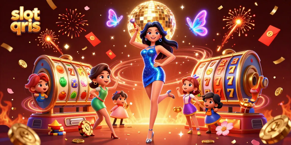 Spin into excitement with slot qris; a vibrant 3D illustration of casino gaming elements.