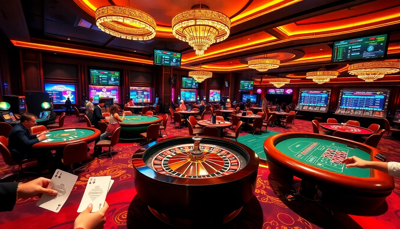 Players enjoying exciting games at TV88 casino with poker chips and roulette wheels.