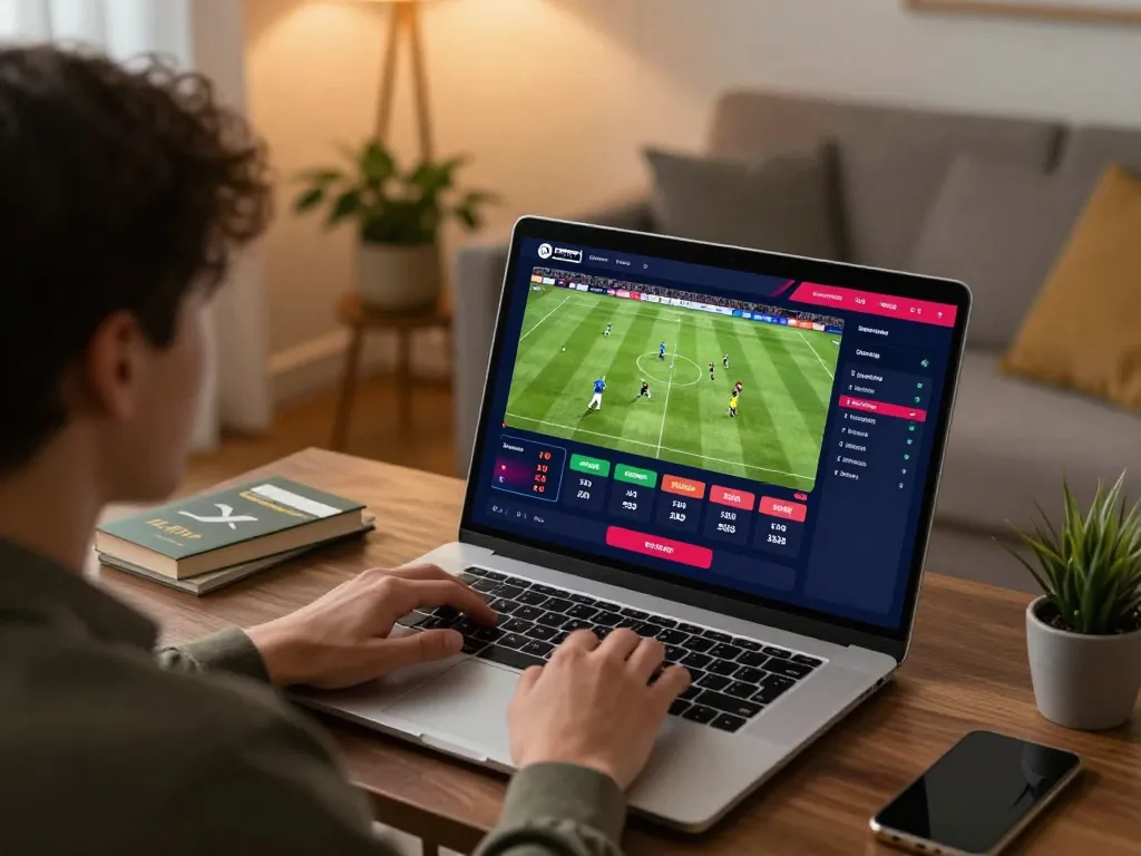 KQBD user placing a live bet online, showcasing dynamic sports betting interface on a laptop.