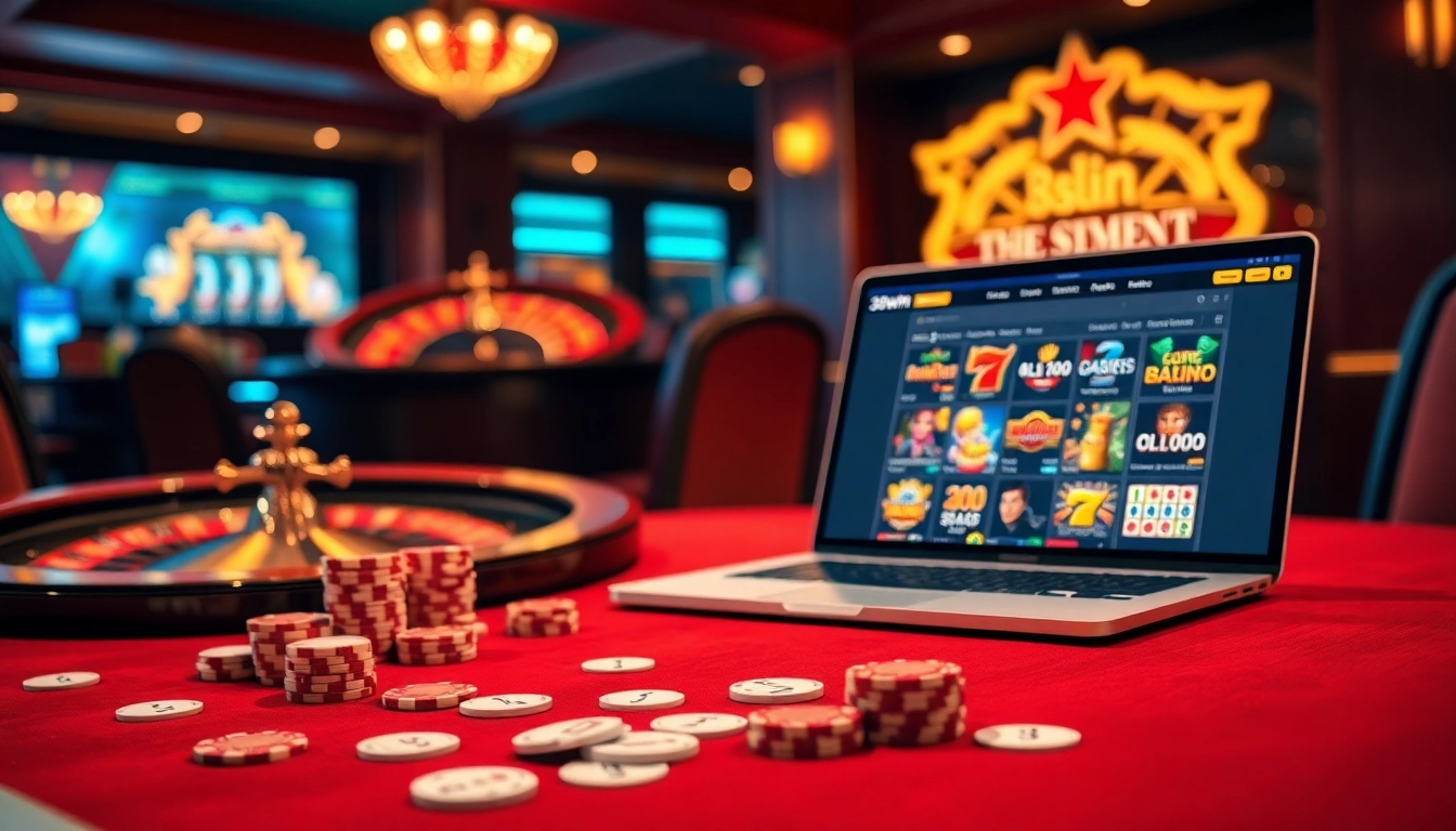 Engage with 33win 2 at a luxurious poker table with vibrant gaming elements and online betting excitement.