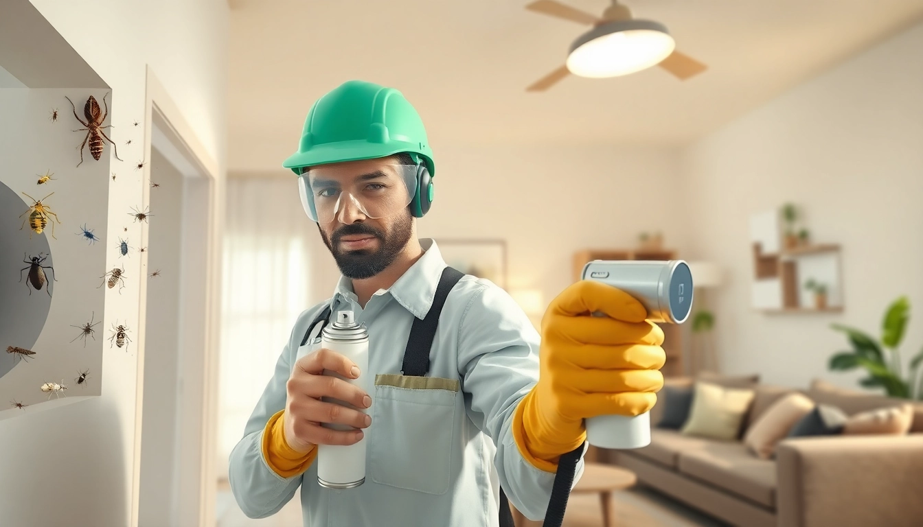 Immediate bug extermination by a pest control expert in a bright, clean home setting.