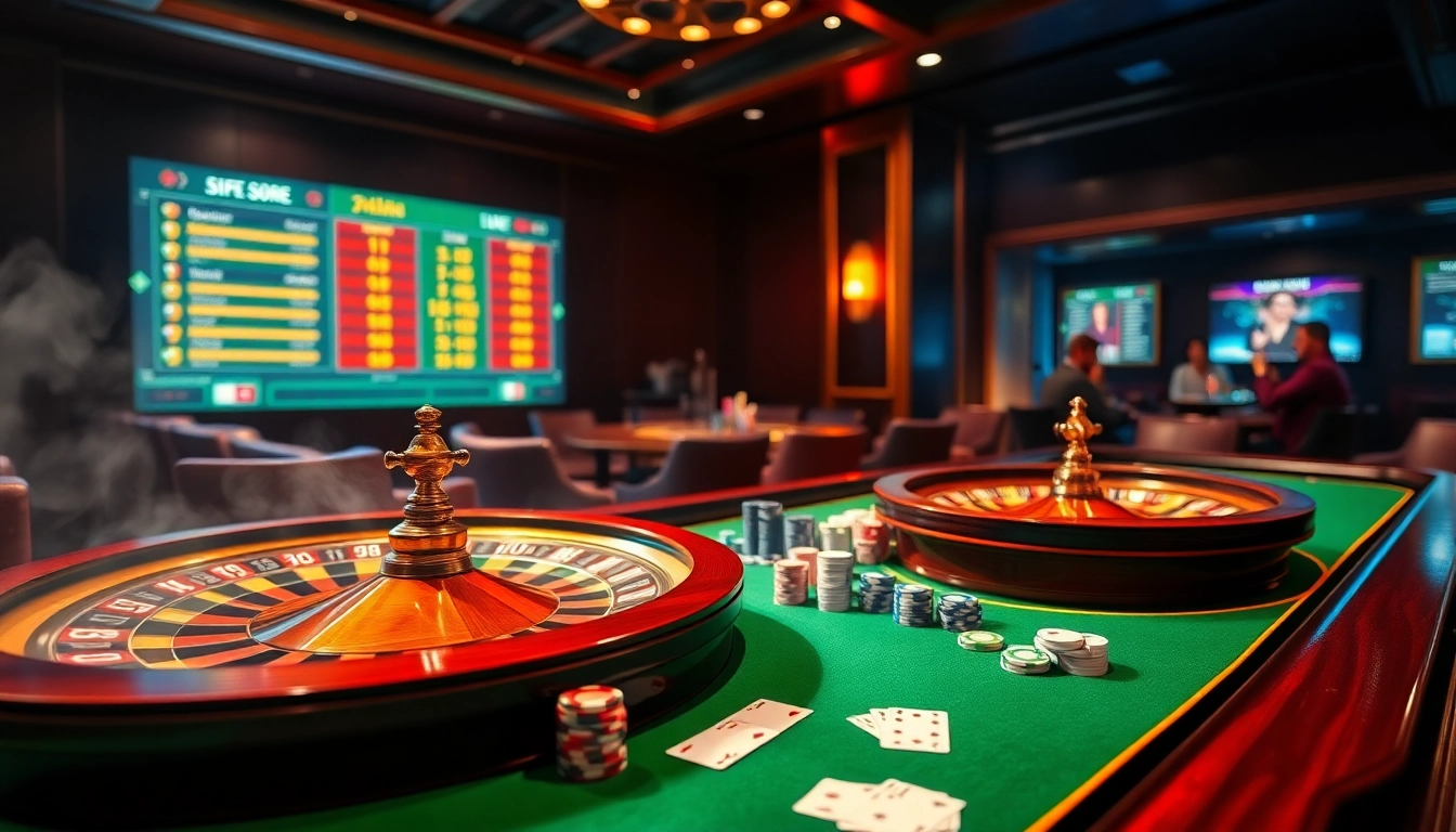 Experience the thrill of 7m with a vibrant casino scene showcasing roulette and poker.