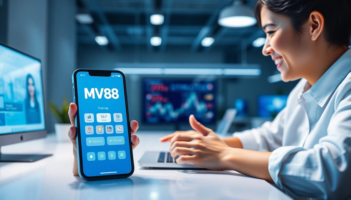 MV88 app displayed on a smartphone, showcasing user-friendly interface and engagement.