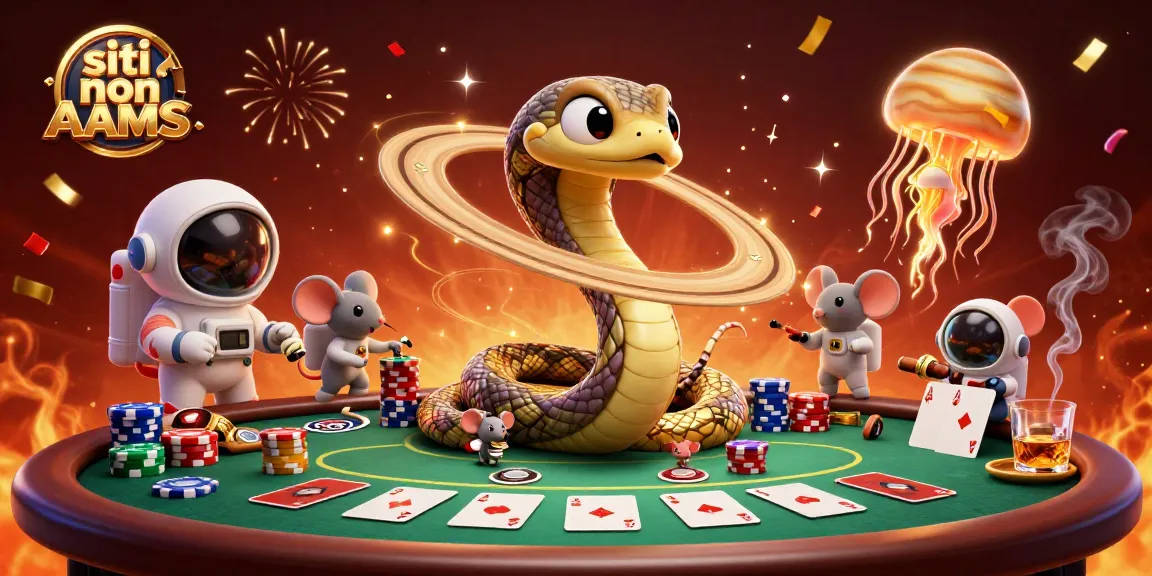 Gioca nei siti non AAMS mentre astronauti scommettono su un serpente di Saturno come roulette, su un tavolo da poker.
