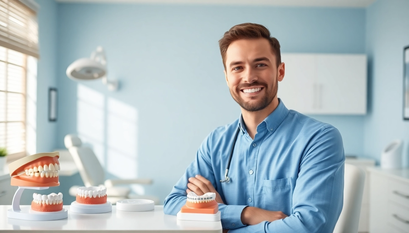 Orthodontist showcasing 歯並び 矯正 おすすめ options in a modern dental office.