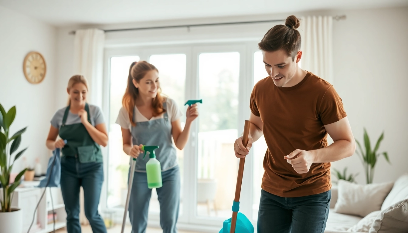 Cleaning services calgary professionals showcasing a detailed cleaning process in a bright living room.