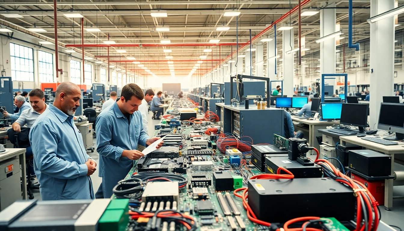Pantene Industrial showcasing tailored electronic components in a vibrant factory setting.