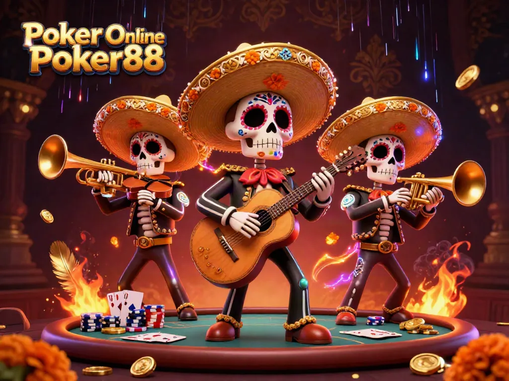 Experience Poker Online Poker88 with vibrant characters set against a colorful casino backdrop.