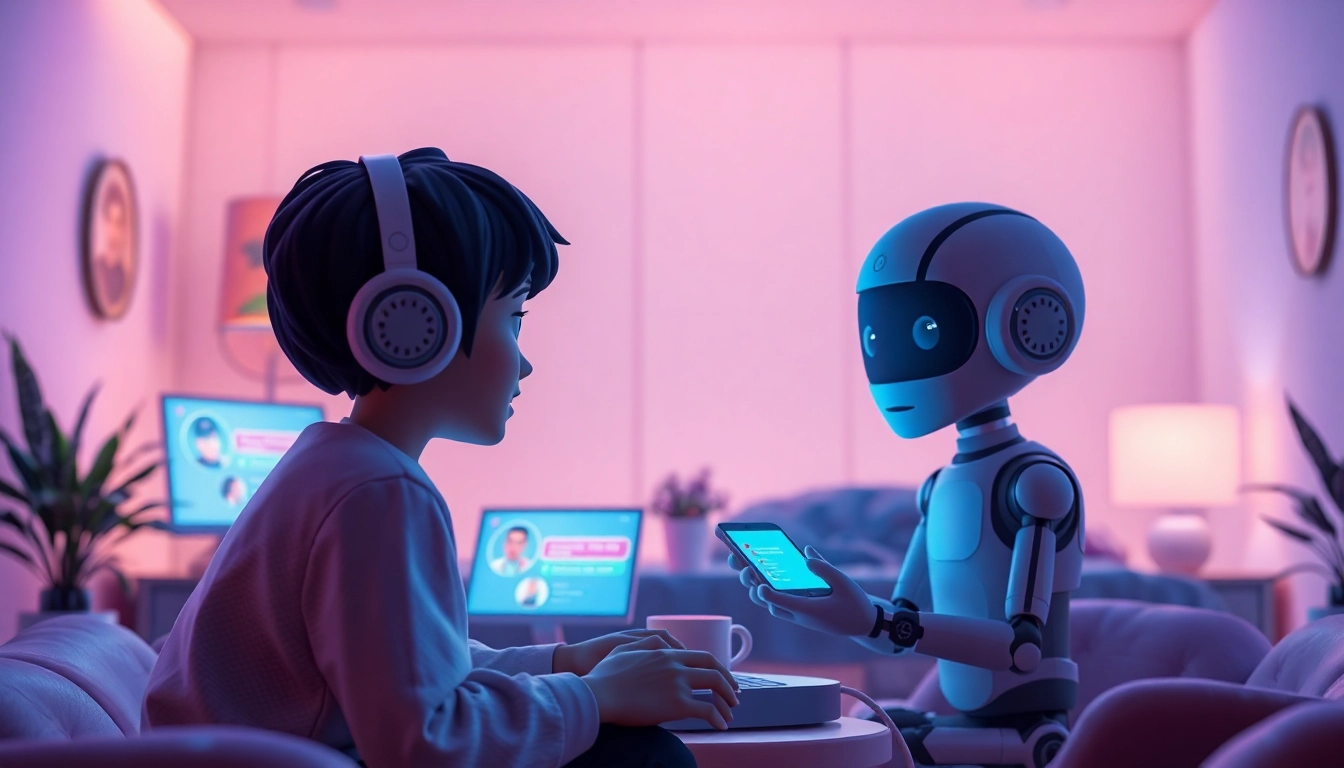 Engaging digital chat environment for free AI sex chat interactions with vibrant characters.