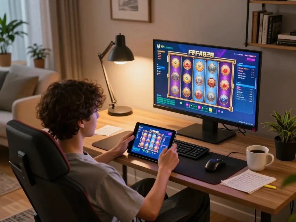 การเล่นเกมสล็อต FAFA828 ออนไลน์บนแท็บเล็ตในบรรยากาศบ้านที่อบอุ่น
