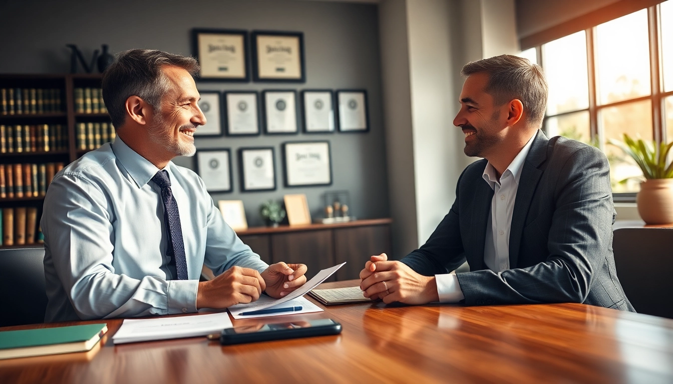 Grand Junction Personal Injury Lawyer consulting with a client in a modern office.