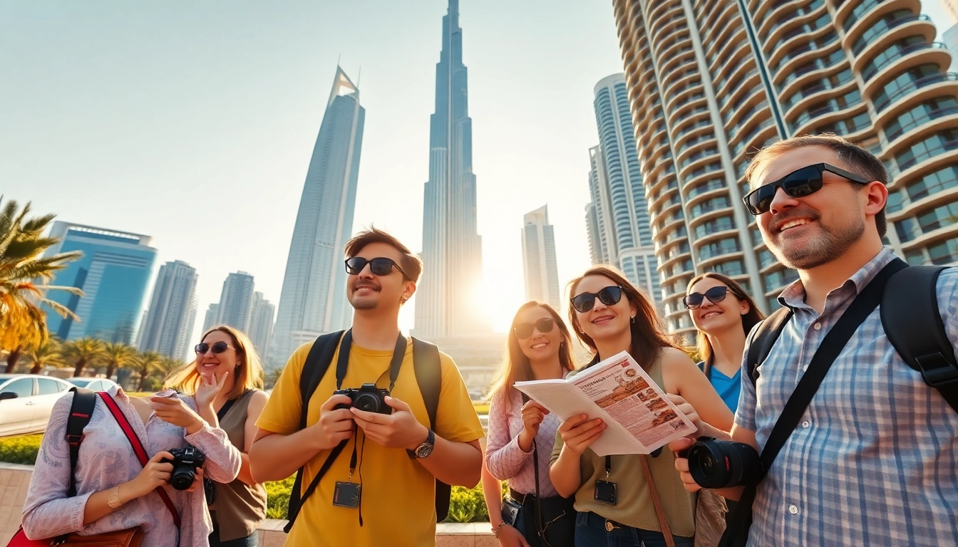 Experience the best Dubai city tour with tourists exploring iconic landmarks.