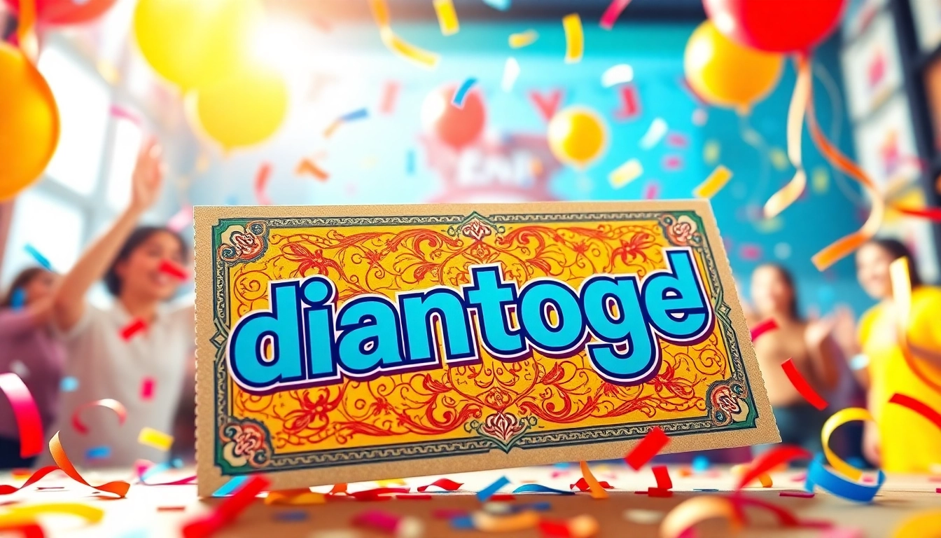 Menggambarkan pengalaman menarik dari diantogel dengan tiket lotere yang penuh warna dan meriah