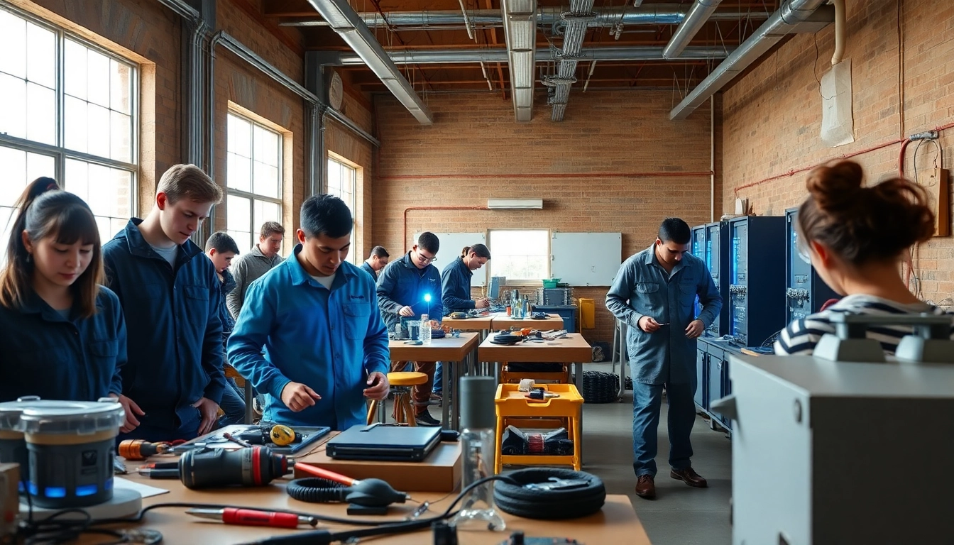 Students practicing skills at a Trade School Tennessee, showcasing hands-on learning with modern tools.
