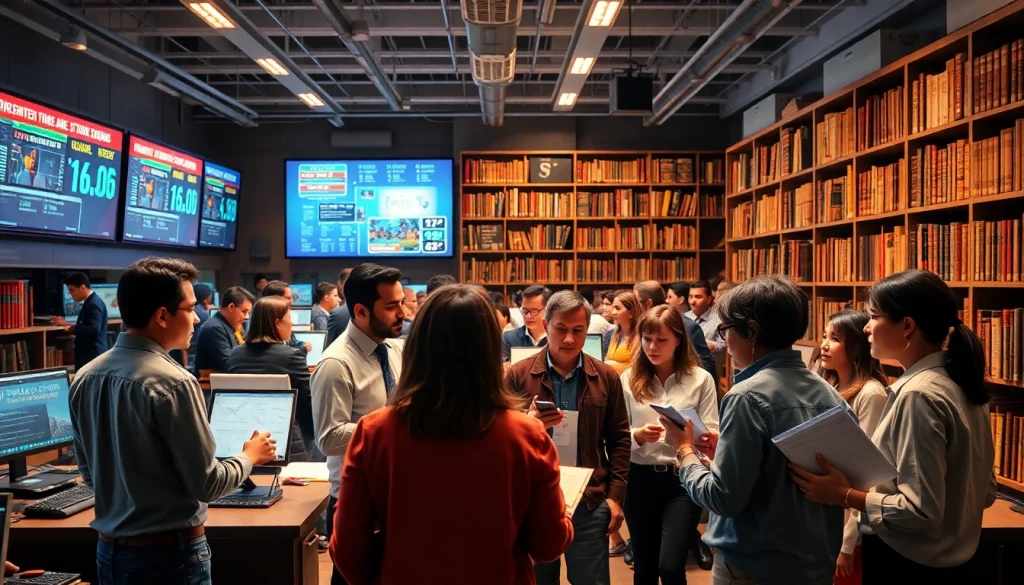 Journalists collaborating in a newsroom about blackchronicle, emphasizing diversity and innovation.