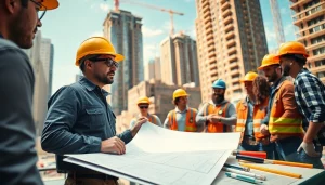 Engaged New York General Contractor coordinating a construction team on-site.