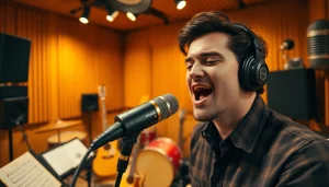 Capturing sound with the MV88 microphone in a vibrant recording studio.