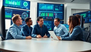 Enhance Microsoft 365 Security & Compliance by showcasing a cybersecurity team monitoring threats.