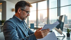 Bewertung einer Immobilie auf https://frankfurt-immobilie-bewerten.de in einem modernen Umfeld mit Berater bei der Arbeit.