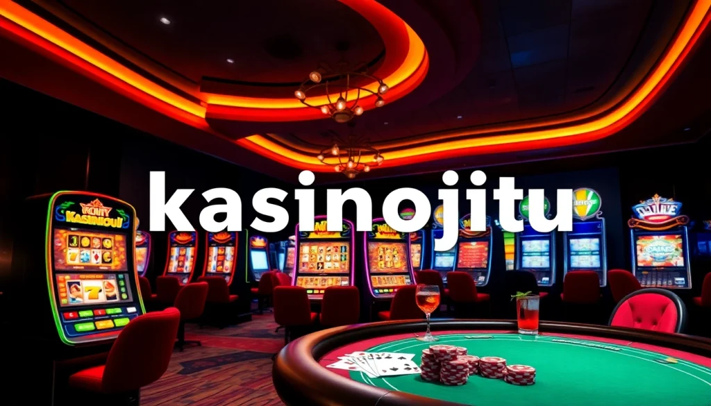 Menampilkan kasinojitu dalam suasana kasino mewah dengan permainan menarik dan dealer langsung.