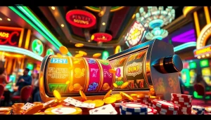 Menang pada mesin kaisar800 slot dengan koin emas yang mengalir di tengah kasino yang meriah.
