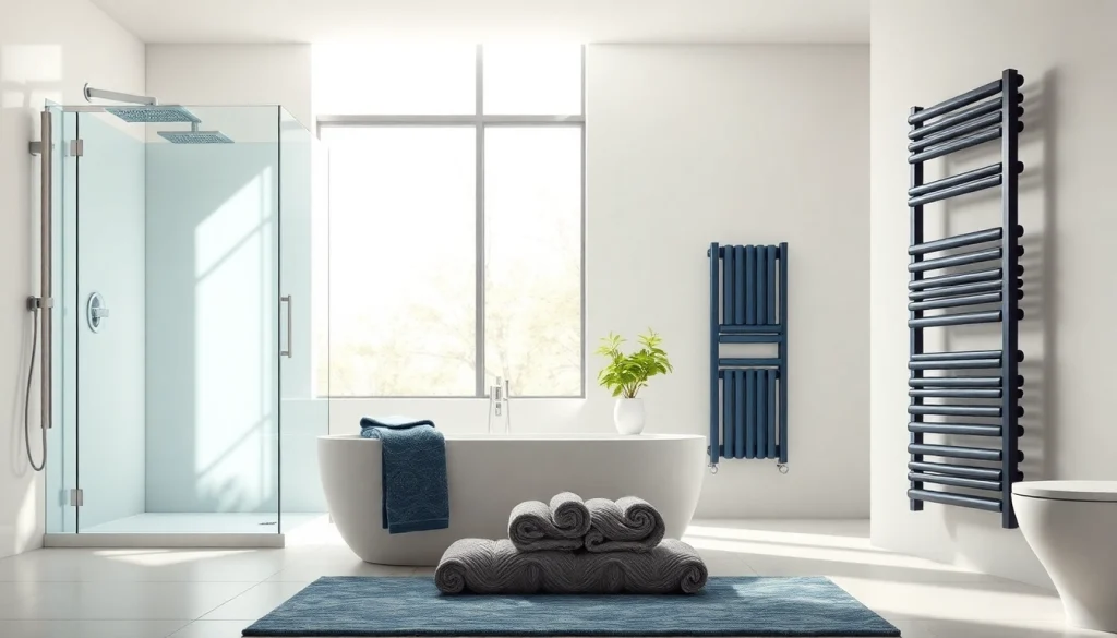 Sonni sanitär: attraktive Duschen und Heizkörper in einem modernen Badezimmer.