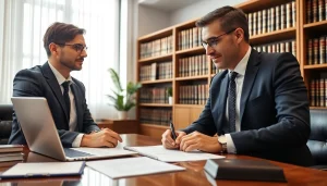 Labour law compliance Gurgaon: Legal consultation scene, showcasing a lawyer advising a client in a professional setting.